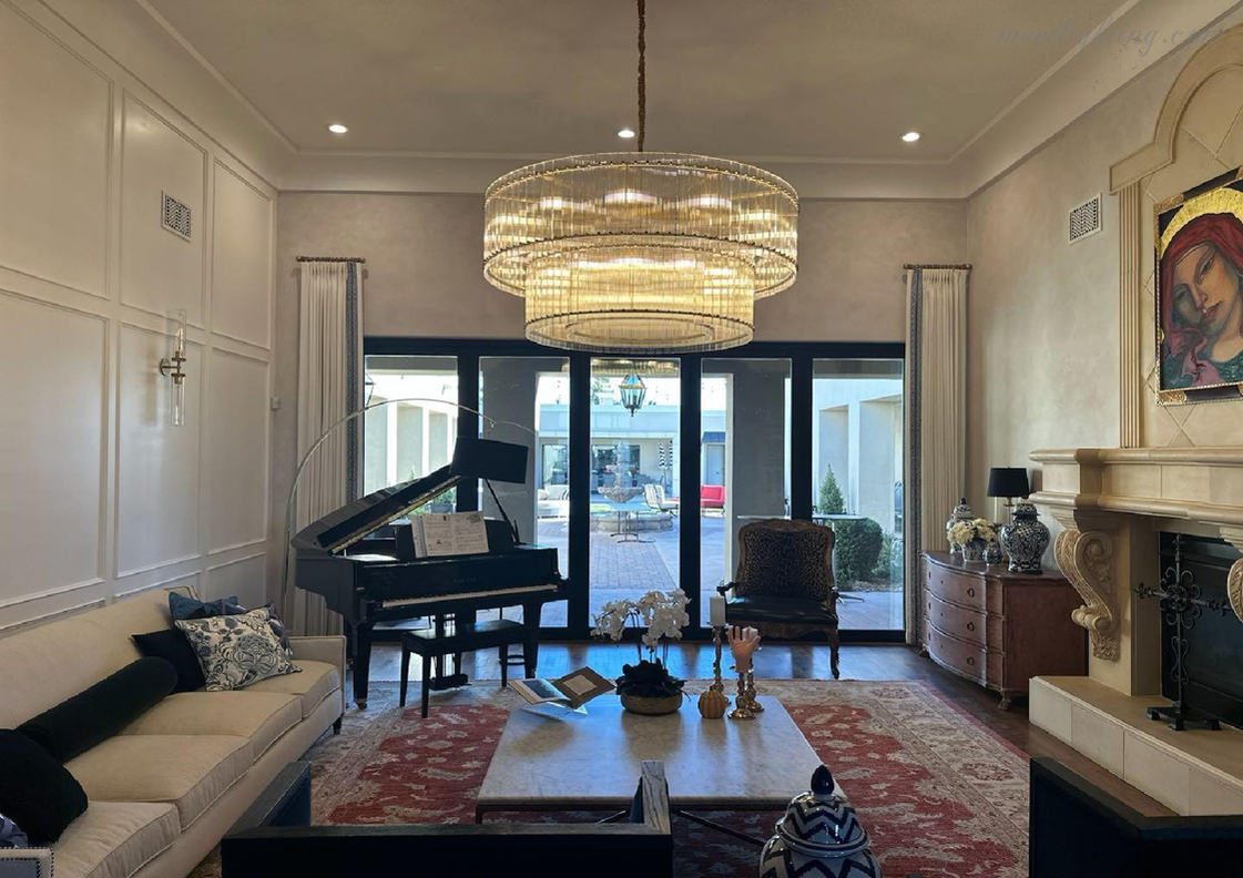 Circular Tiered Glass Panel Ceiling Fixture 22-60 Inch Diameter for Dining Room Foyer Living Room Bedroom Hotel Entryway Statement Lighting | Thomler