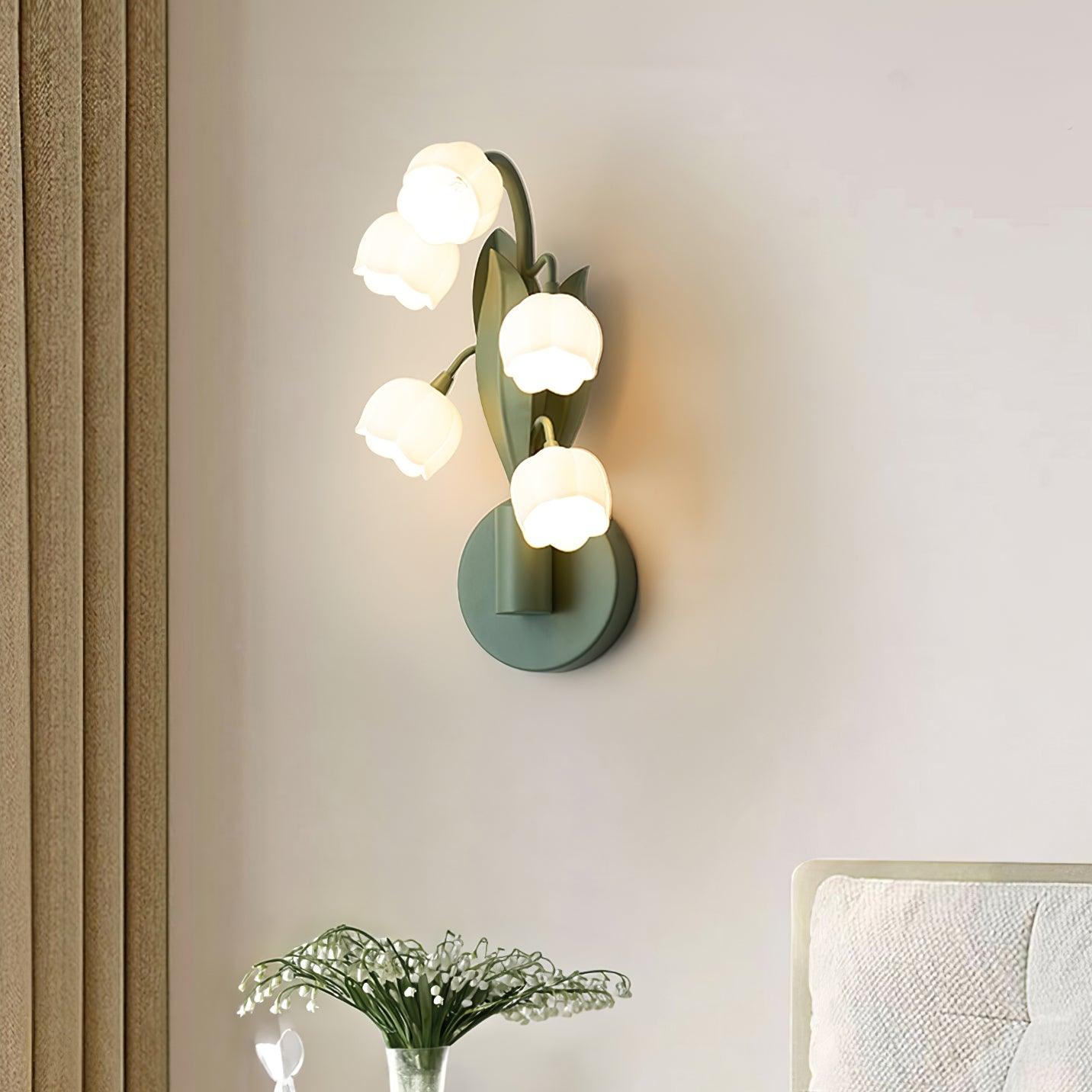 Wall Lamp Metal G4 7.3 in Green Orchid Leaves Bedroom Living Room Decorative Light Three-Color Changing | Thomler