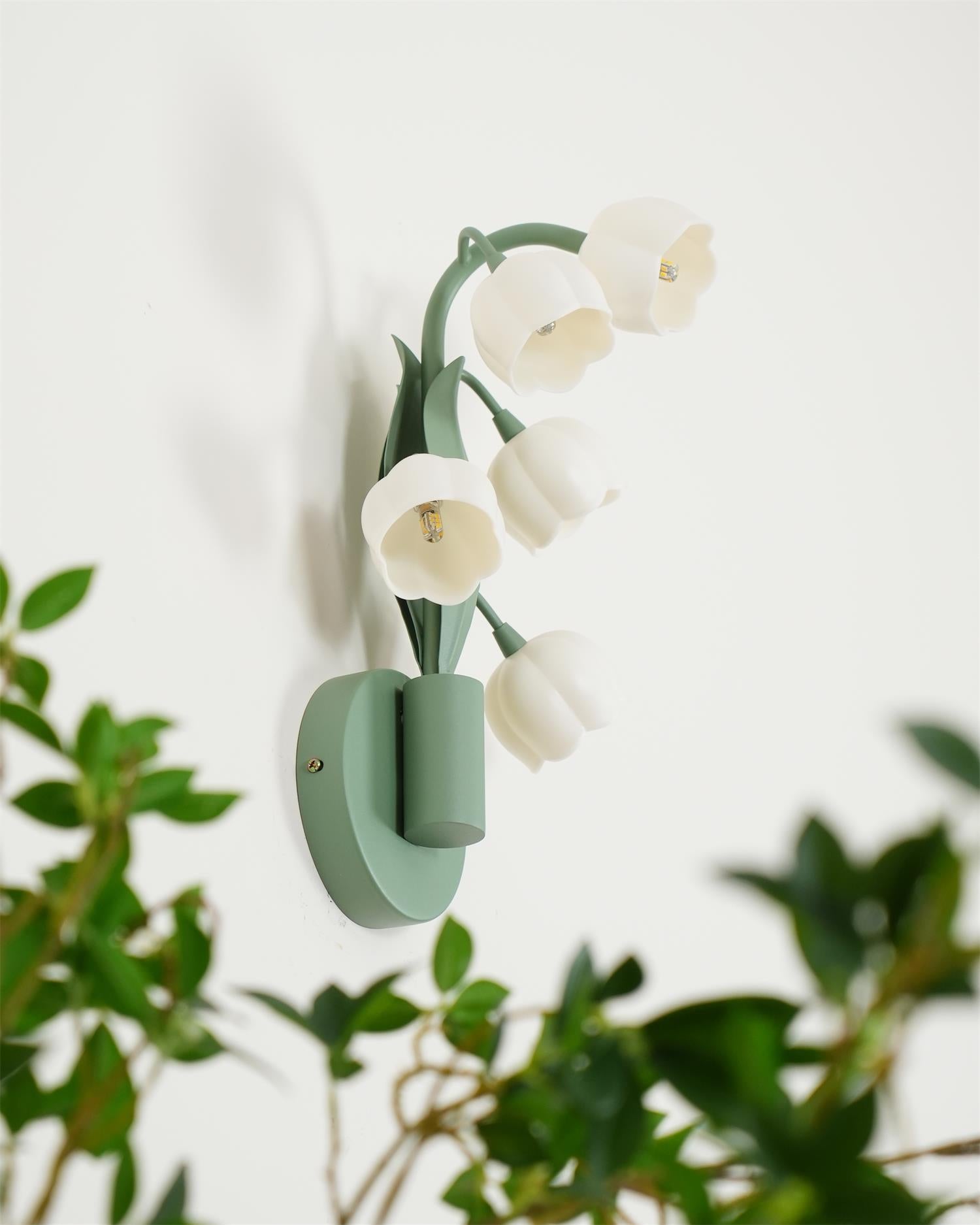 Wall Lamp Metal G4 7.3 in Green Orchid Leaves Bedroom Living Room Decorative Light Three-Color Changing | Thomler