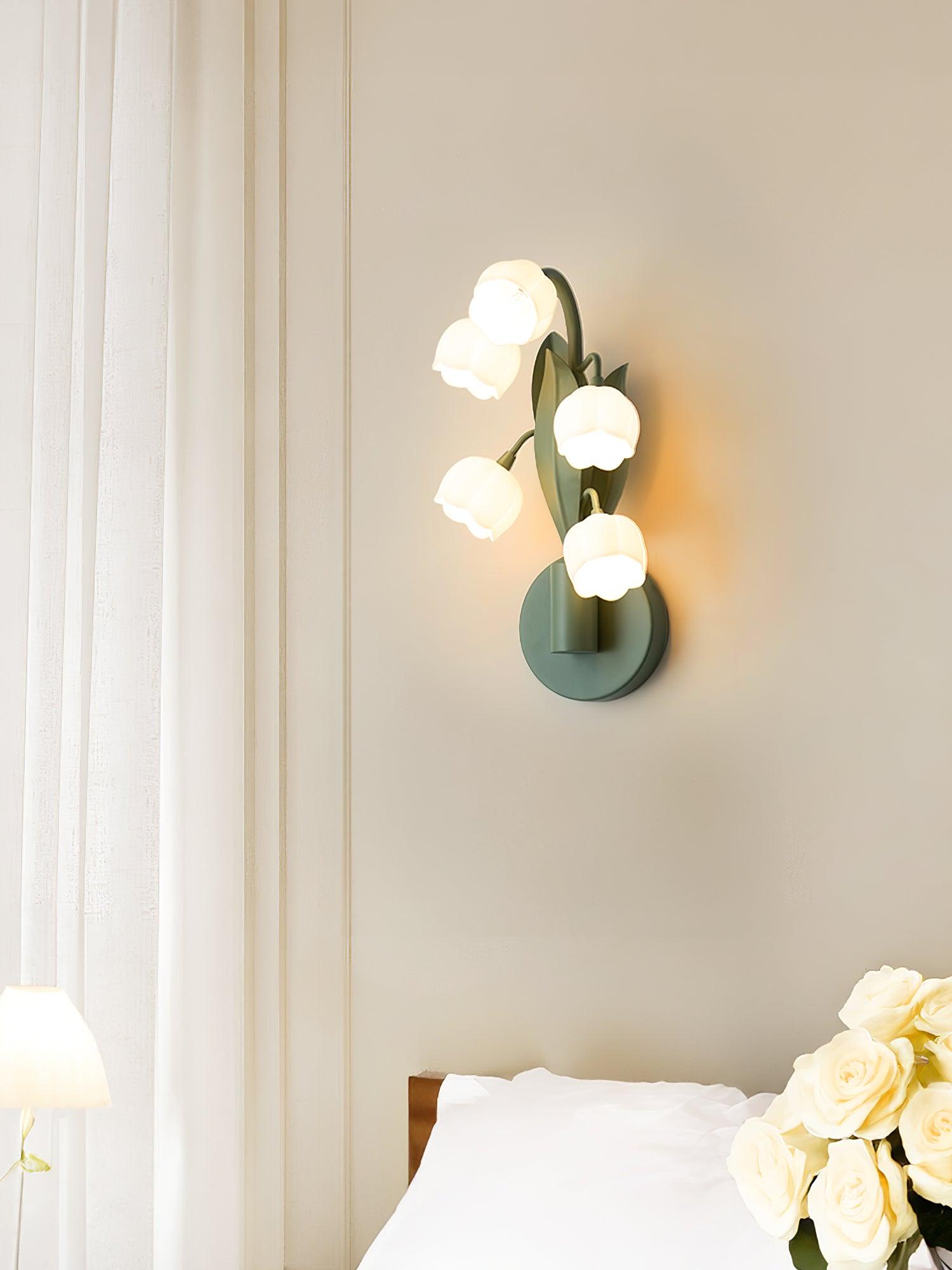 Wall Lamp Metal G4 7.3 in Green Orchid Leaves Bedroom Living Room Decorative Light Three-Color Changing | Thomler