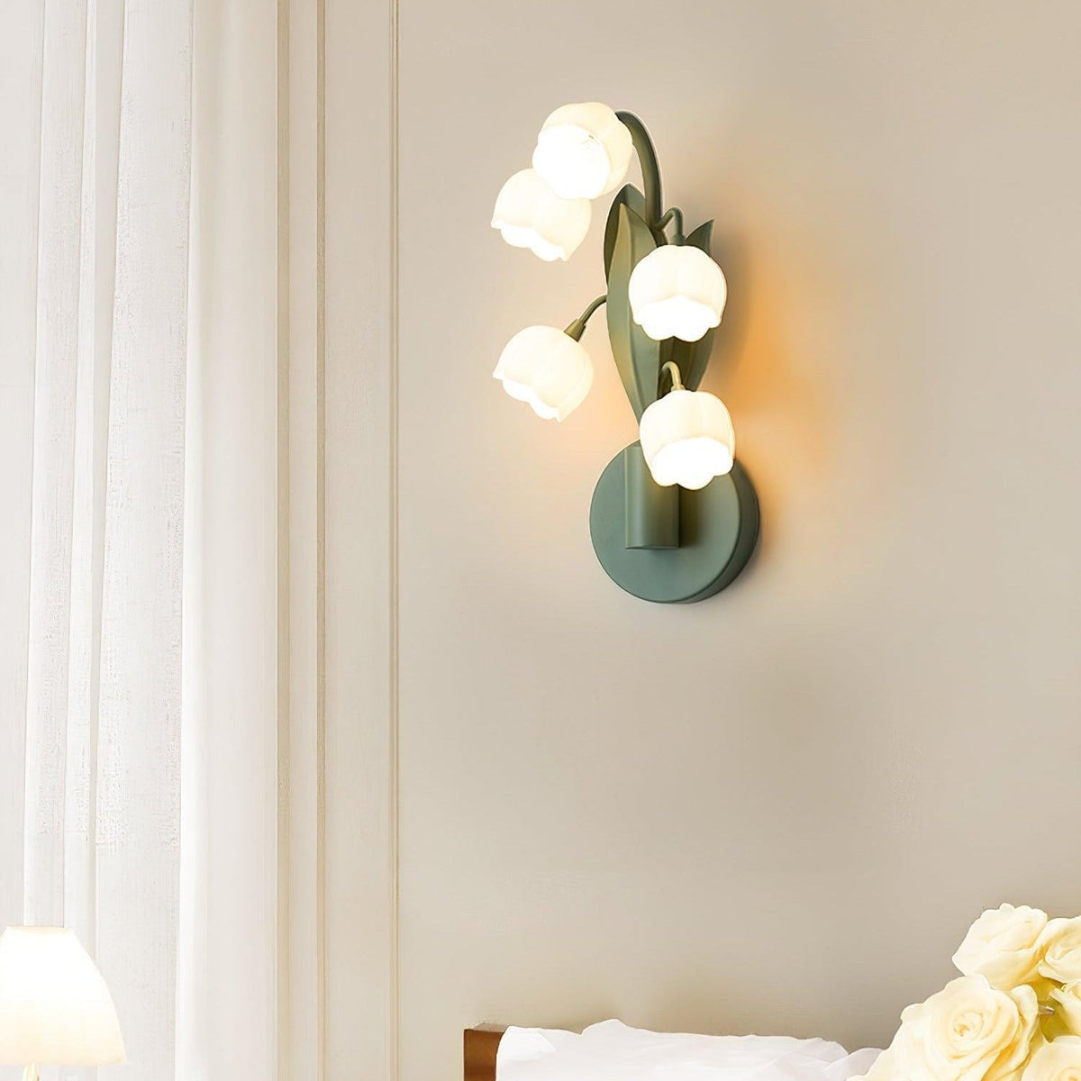 Botanical Leaf Accent Sconce with Orchid-Inspired Design for Bedroom & Hallway | Indoor Hardwired Fixture for Living Spaces | Metal & | Thomler