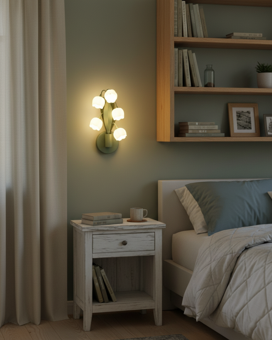 Wall Lamp Metal G4 7.3 in Green Orchid Leaves Bedroom Living Room Decorative Light Three-Color Changing | Thomler