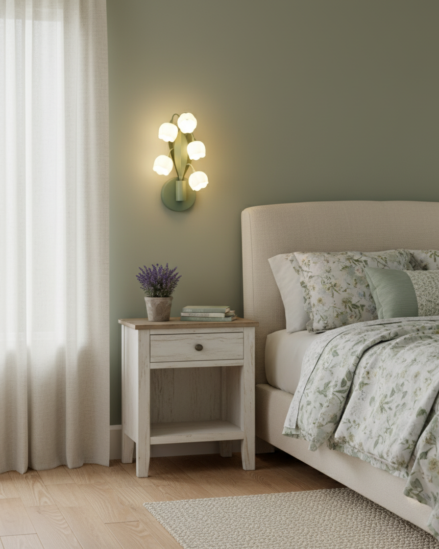 Wall Lamp Metal G4 7.3 in Green Orchid Leaves Bedroom Living Room Decorative Light Three-Color Changing | Thomler