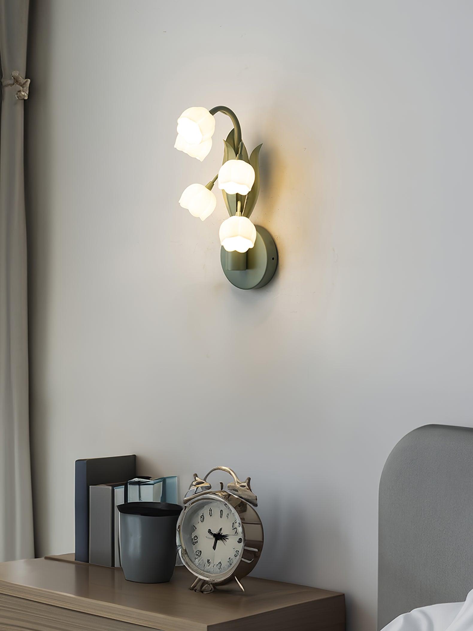 Wall Lamp Metal G4 7.3 in Green Orchid Leaves Bedroom Living Room Decorative Light Three-Color Changing | Thomler