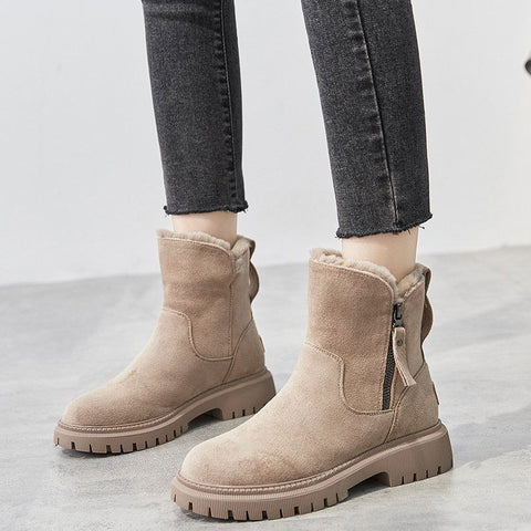 Women's Faux-Fur Lined Suede Boots – Warm Winter Footwear with Anti-Slip Sole for Cold Weather & Snow | Thomler