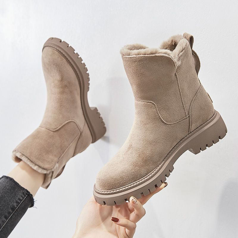 Women's Faux-Fur Lined Suede Boots – Warm Winter Footwear with Anti-Slip Sole for Cold Weather & Snow | Thomler