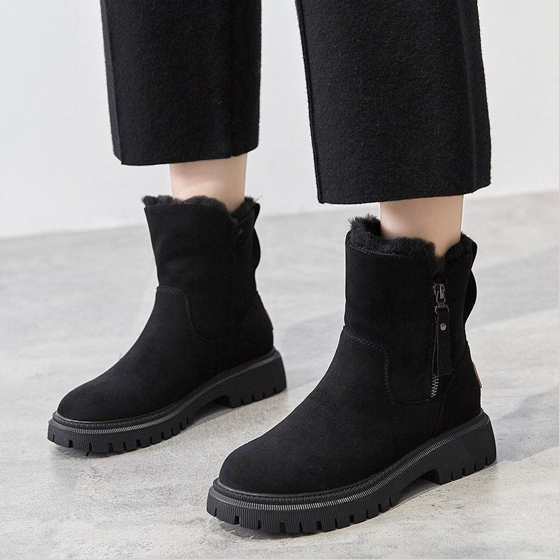 Women's Faux-Fur Lined Suede Boots – Warm Winter Footwear with Anti-Slip Sole for Cold Weather & Snow | Thomler