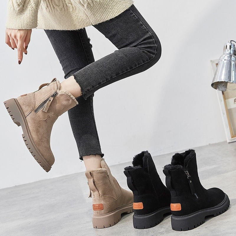 Women's Faux-Fur Lined Suede Boots – Warm Winter Footwear with Anti-Slip Sole for Cold Weather & Snow | Thomler