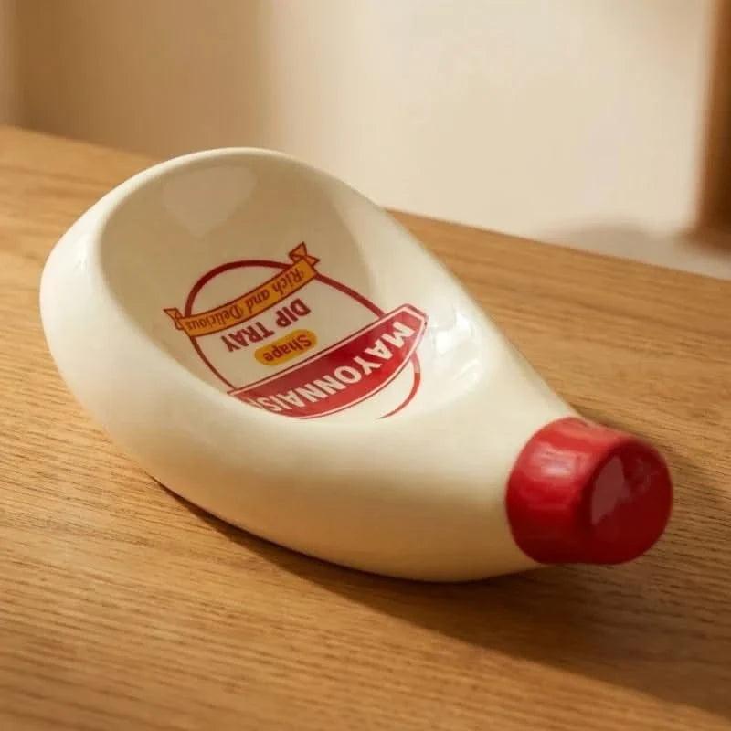 Ceramic Sauce Dish Set - Bottle-Shaped Serving Bowls for BBQ Condiments & Snacks - Kitchen Table Organizer | Thomler