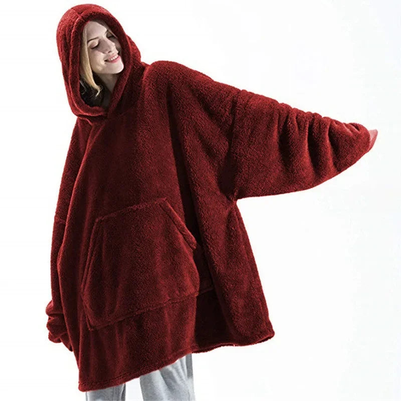 Wearable Blanket Hoodie with Sleeves – Oversized Reversible Fleece Throw Sweatshirt for Adults & Couples – Ultra Soft Plush Loungewear for | Thomler