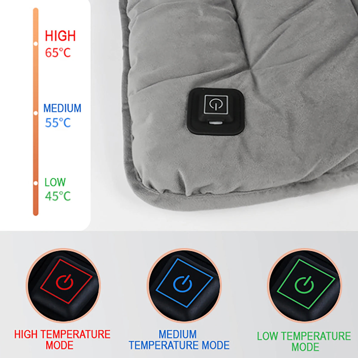 USB Heated Seat Cushion for Chairs & Cars – Adjustable Warmth Pet Pad 18×18 in | Thomler