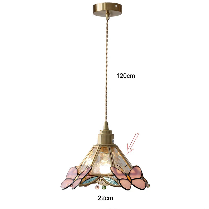 Pendant Light Stained Glass 19.0 cm Copper Tiffany Style Dining Room Kitchen Hanging Ceiling Lamp | Thomler