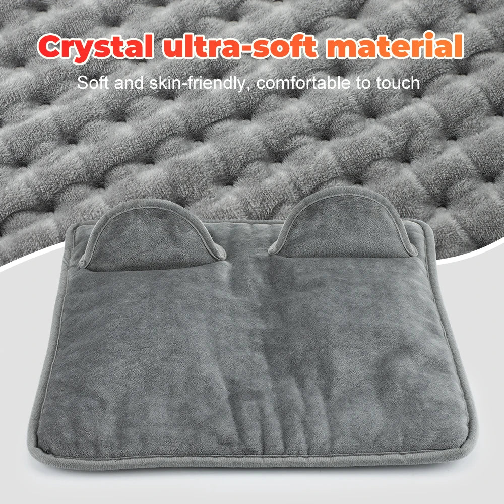 Electric Heating Pad for Feet & Hands – 70W Plush Warmth Cushion with Timer & 9 Temp Settings – Gray | Thomler