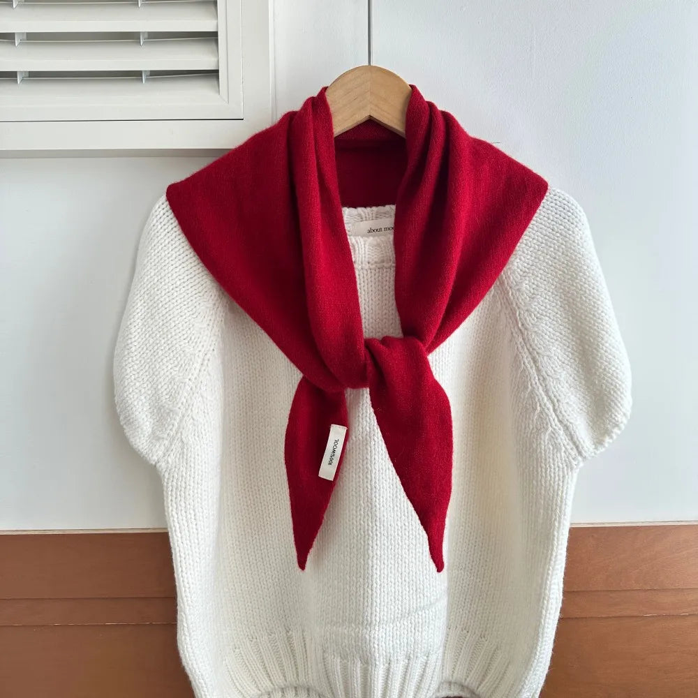 Pure Wool Triangle Scarf for Women – Cold-Weather Neck Wrap & Head Covering – Solid Color Shawl 24×51 in | Thomler