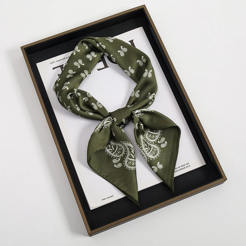 Silky Square Neck Scarf for Women – Multi-Wear Accessory – Hair Tie, Headwrap, Satin Bandana – Versatile Fashion Accent | Thomler