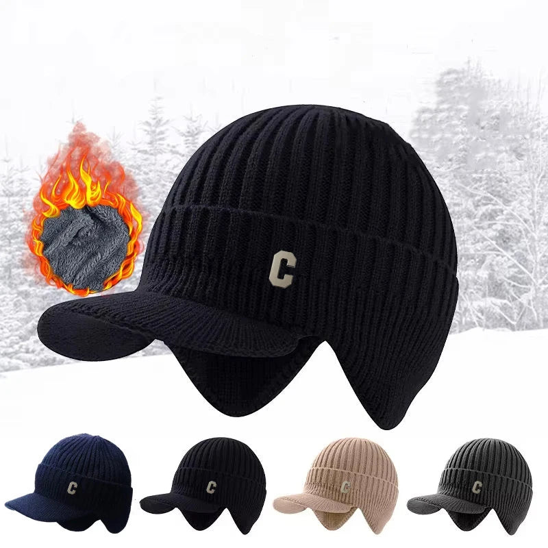 Soft Knit Winter Beanie with Curved Brim – Windproof Cold-Weather Cap for Men & Women | Ice Skating, Skiing, Outdoor Adventures | Thomler