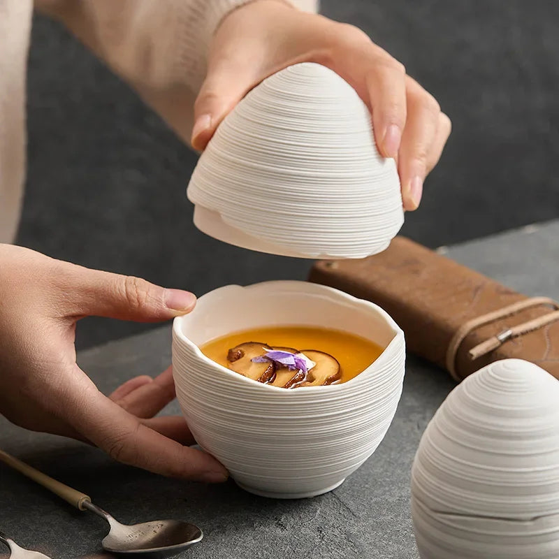 Bowl Ceramic Egg Shape Serving Dining Table Fruit Dessert Soup Minimalist Kitchen Decor Elegant Tableware | Thomler