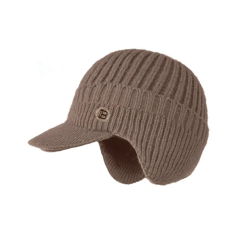 Soft Knit Winter Beanie with Curved Brim – Windproof Cold-Weather Cap for Men & Women | Ice Skating, Skiing, Outdoor Adventures | Thomler