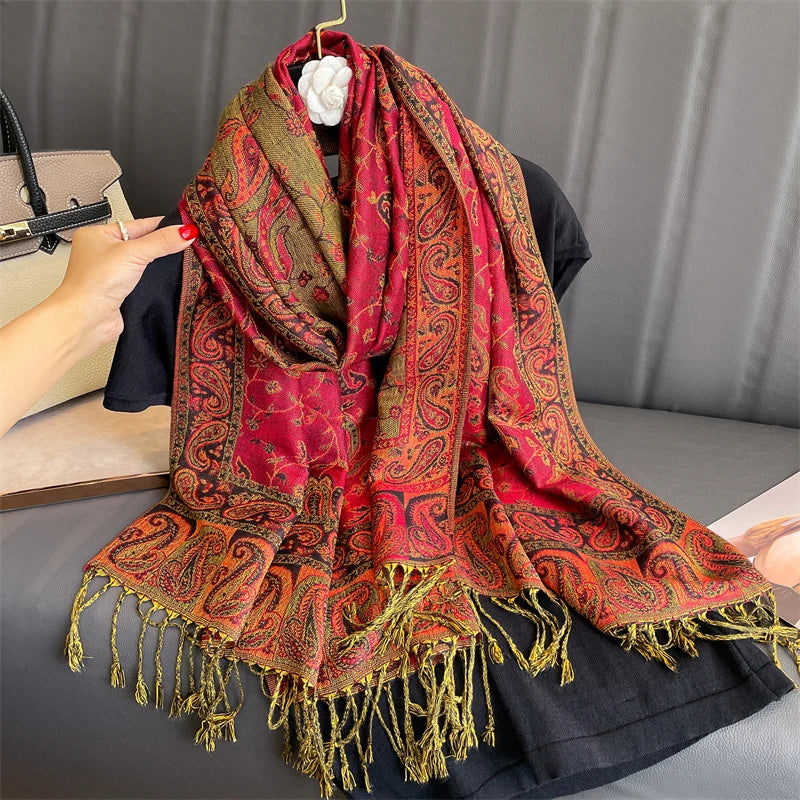 Luxe Merk Herfst Kasjmier Pashmina Sjaal Dame Wrap Warme Winter Sjaals Ontwerp Vrouwelijke Foulard Katoenen Stola Sjaal 2023