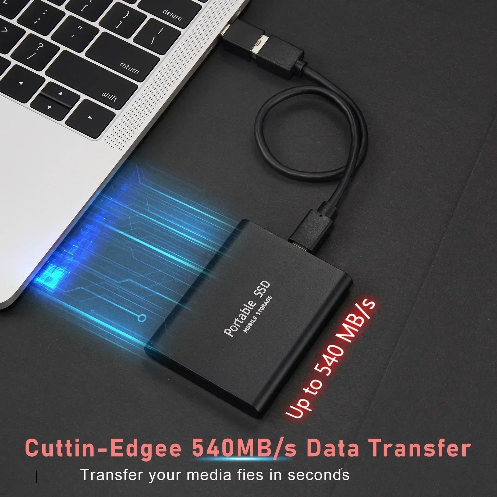 Portable External Solid State Drive 2TB High-Speed USB 3.1 & USB-C Data Storage for Mac & PC | Thomler