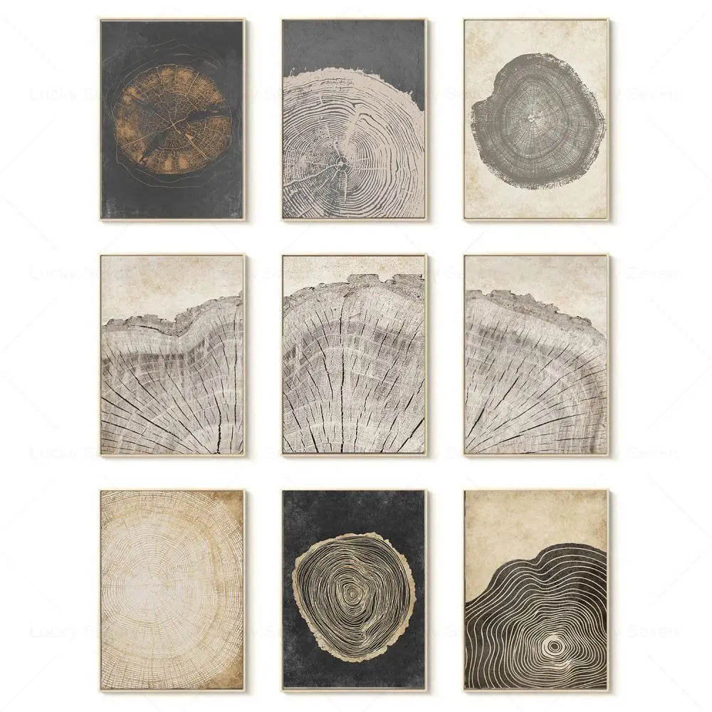 Canvas Wall Art Polyester 24 in x 18 in Tree Rings Abstract Home Décor Rustic Modern Artwork | Thomler