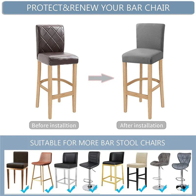 Stretch Bar Stool Cover | Universal Fit Chair Slipcover for Kitchen Counter Stools, Dining Room & Home Bar Seating Protection | Waterproof | Thomler