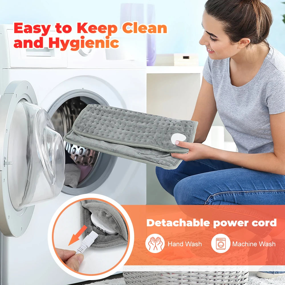 Electric Heating Pad for Feet & Hands – 70W Plush Warmth Cushion with Timer & 9 Temp Settings – Gray | Thomler