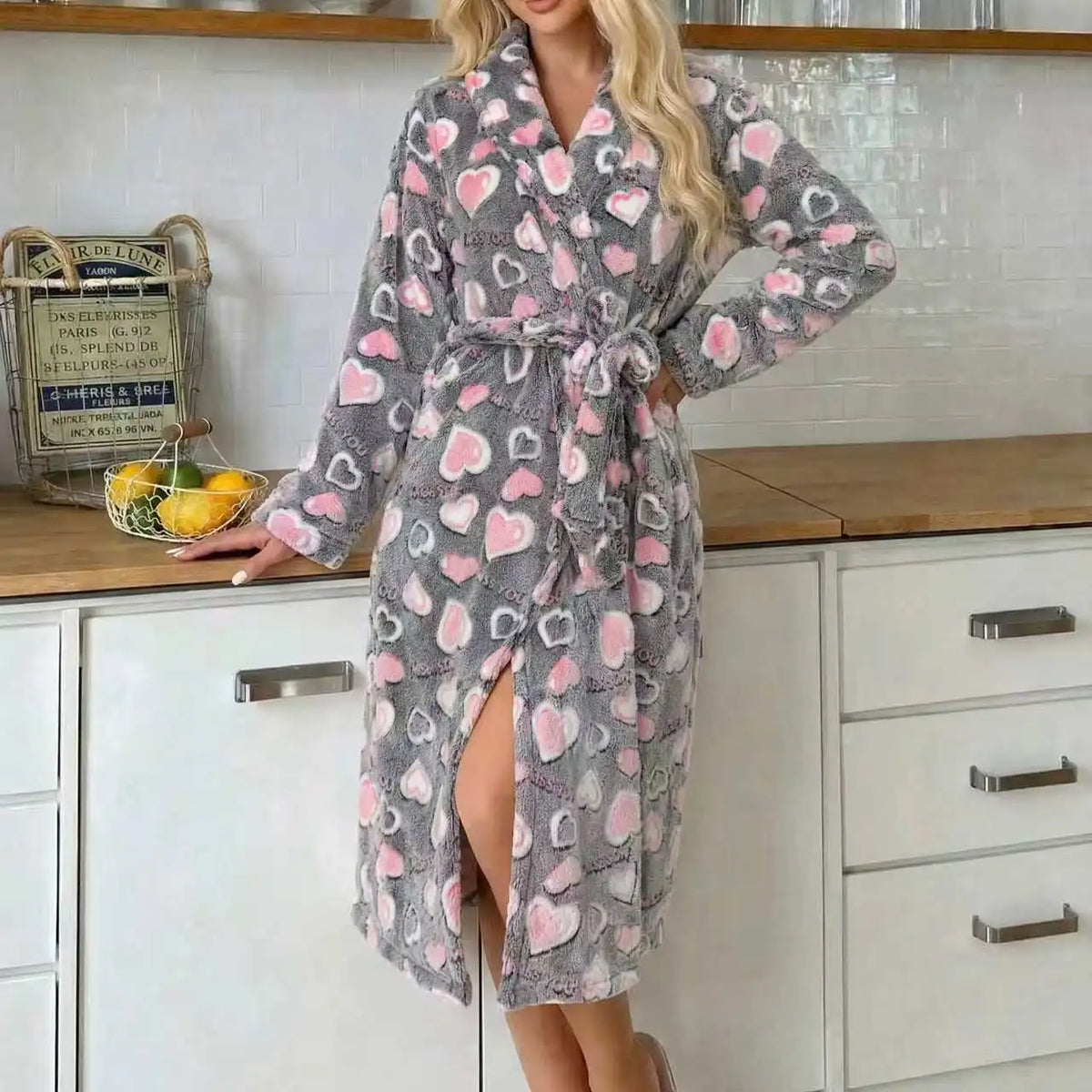 Women's Plush Bathrobe – Long Fleece Robe with Adjustable Tie Belt for Lounging, Spa, Post-Shower Comfort | Thomler