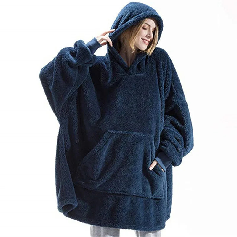 Wearable Blanket Hoodie with Sleeves – Oversized Reversible Fleece Throw Sweatshirt for Adults & Couples – Ultra Soft Plush Loungewear for | Thomler
