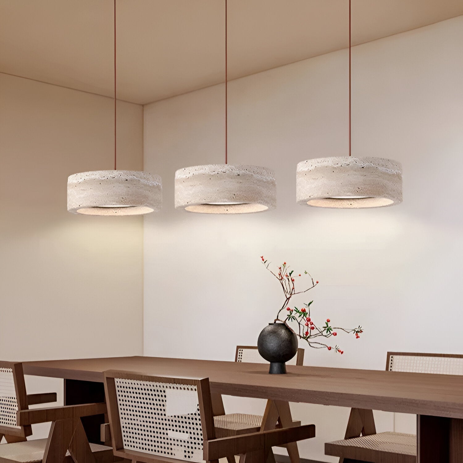 Pendant Light Travertine Stone 7.9 in Yellow Dining Room Kitchen Island Hanging Ceiling Lamp Adjustable Cord | Thomler