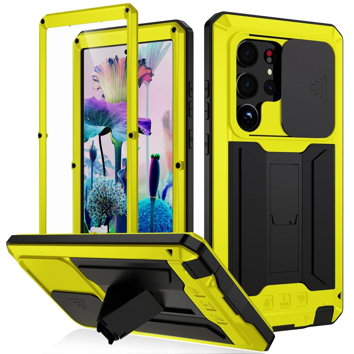 Heavy-Duty Samsung Galaxy S23 Armor Case with Built-In Screen Shield & Kickstand for Hands-Free Use | Thomler
