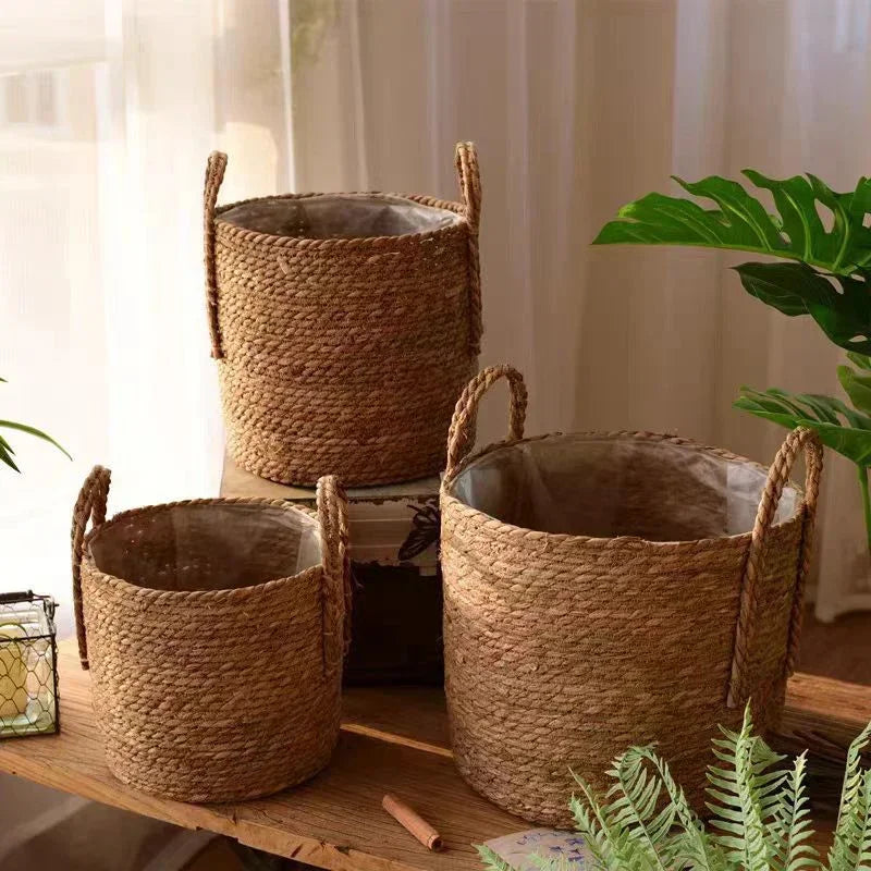 Plant Basket Seagrass Woven 35.0 cm Natural Indoor Outdoor Decorative Storage Planter Boho Scandinavian Rustic Home Decor | Thomler