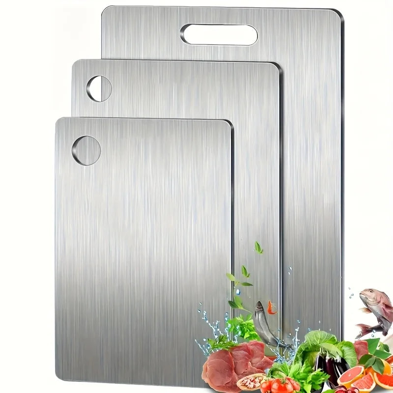 Metal Prep Surface Set – 3 Heavy-Duty Food-Safe Boards with Drip Channel for Meat & Vegetables – Anti-Slip Kitchen Essentials | Thomler