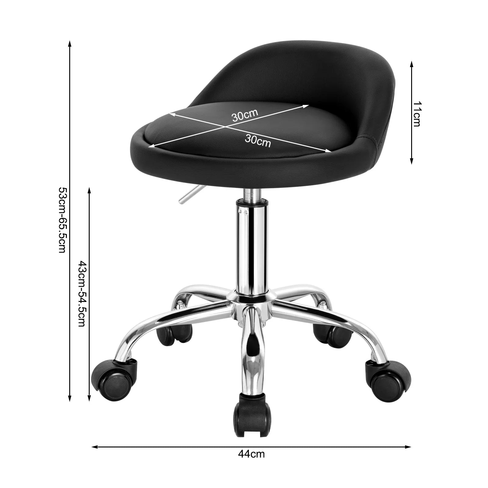 Rolling Stool Velvet Height Adjustable 53.0–65.5 cm Home Office Dressing Table Swivel Chair With Wheels | Thomler