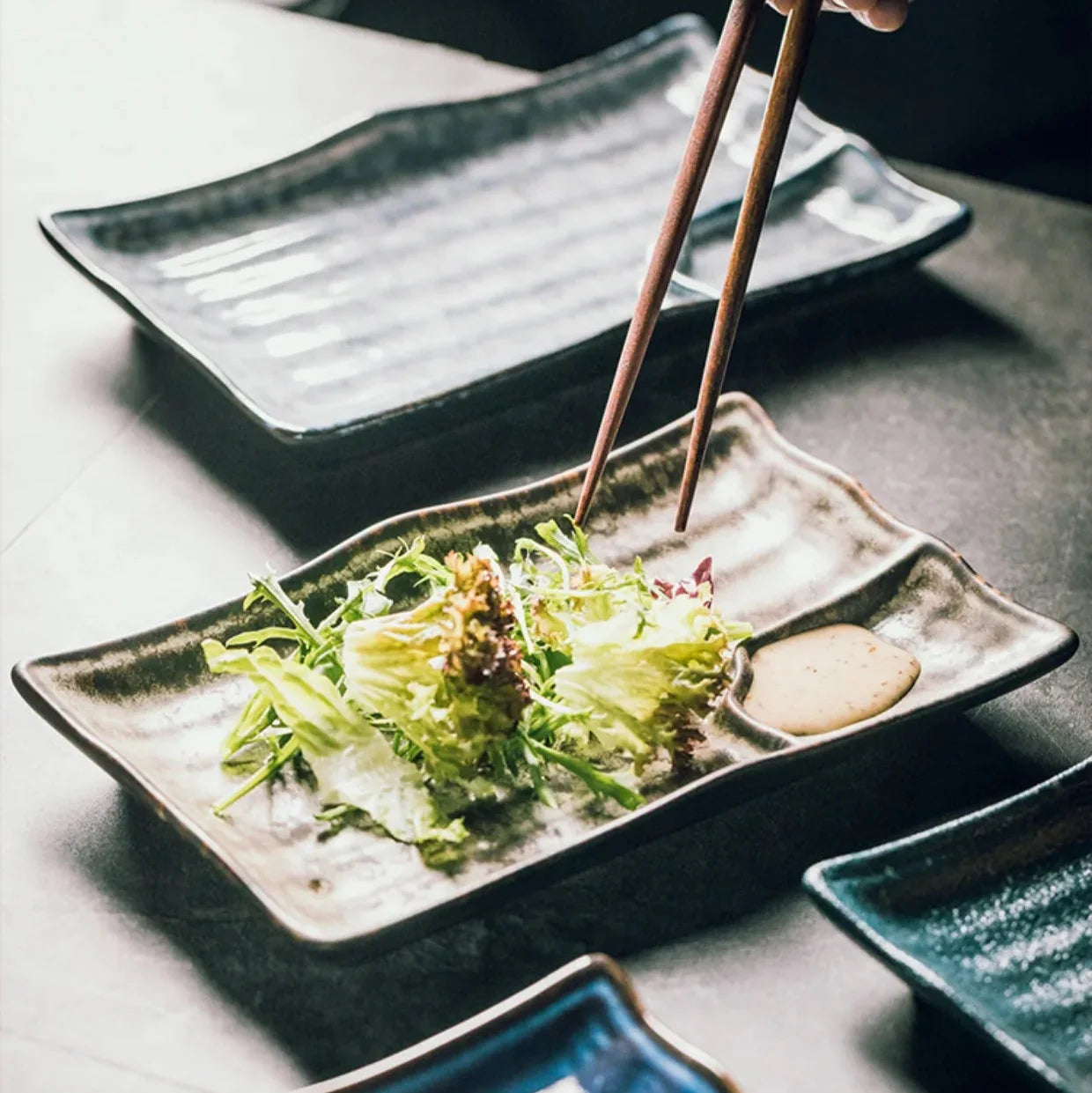 Ceramic Sushi Plate 9 in x 5 in Handmade Dining Set White Porcelain Serving Dish Elegant Tableware | Thomler