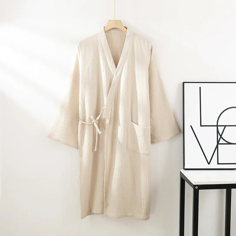 Lightweight Cotton Kimono Robe for Men & Women – Unisex Waffle Weave Spa Wrap Loungewear Bathrobe | Thomler