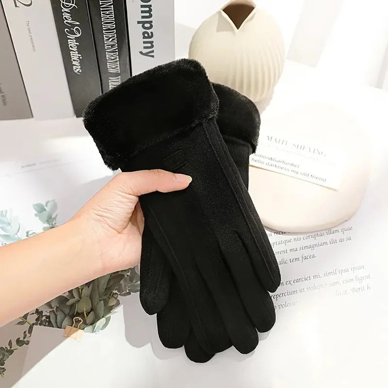 Touchscreen Winter Gloves for Women – Soft Suede Feel, Opera Length, Warm Cotton Lining | Thomler