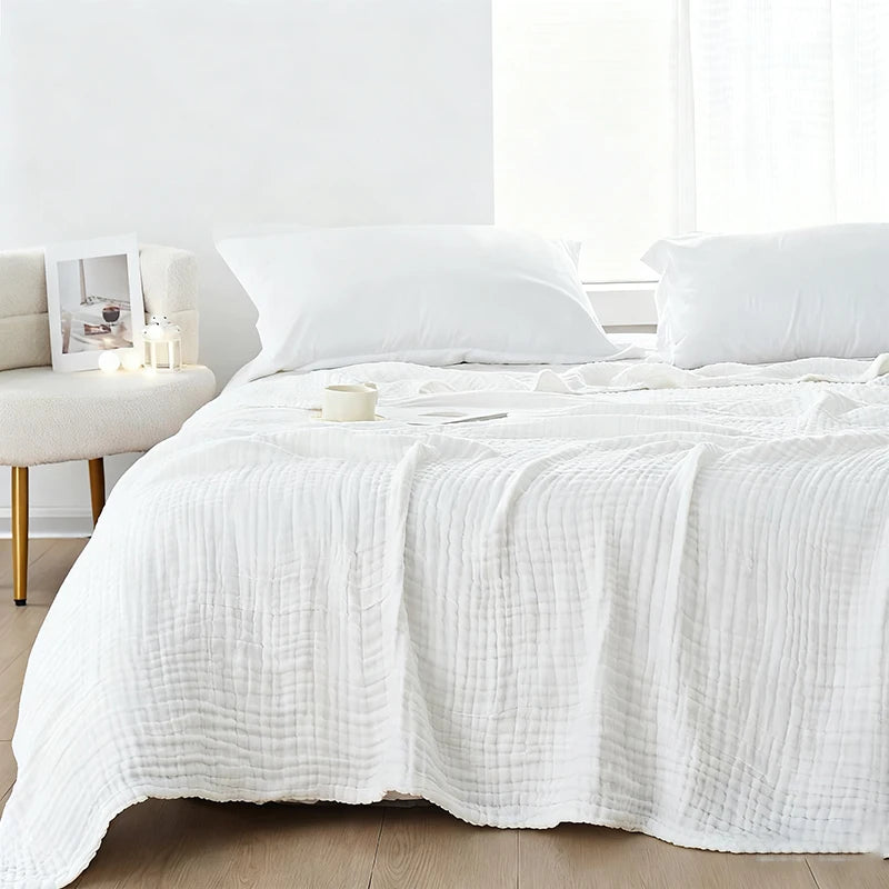 6-Layer Cotton Breathable Throw Blanket for Bed & Sofa – Lightweight All-Season Bedspread for Hot Sleepers & Year-Round Comfort | Thomler