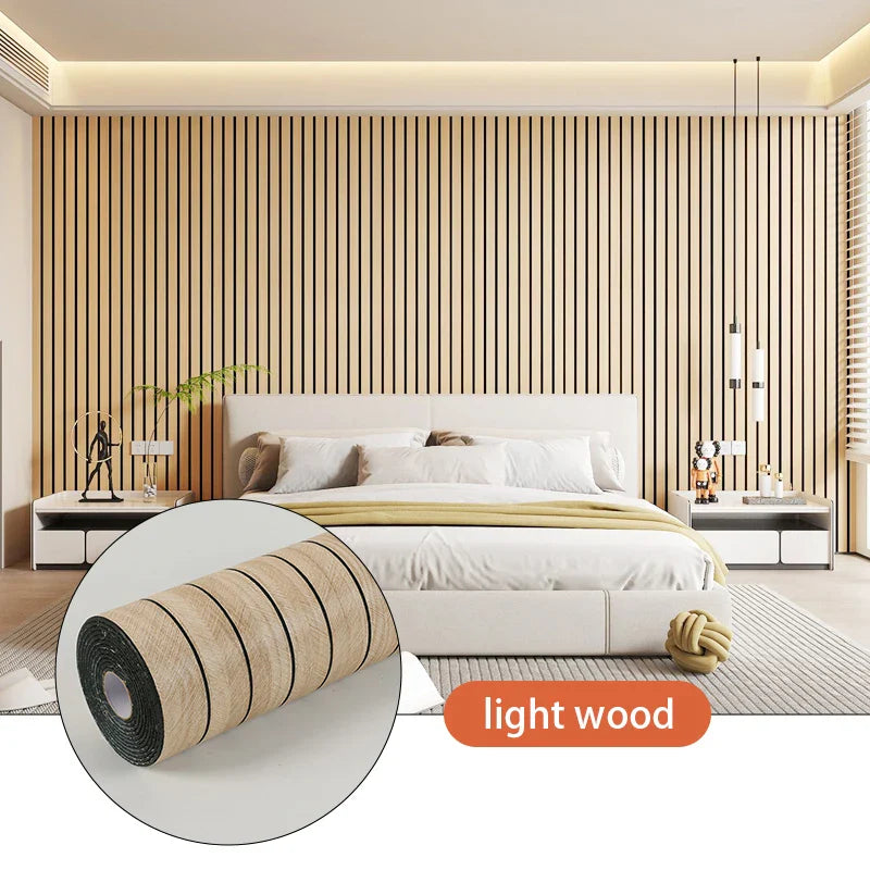 Wall Panel PVC Wood Look 40.0 cm x 300.0 cm Peel Stick Living Room Bedroom Slatted Wall Covering Waterproof Decorative Panels | Thomler