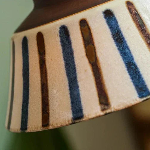 Pendant Light Ceramic 18.0 cm Blue Striped Dining Room Kitchen Island Hanging Ceiling Lamp Adjustable E27 | Thomler