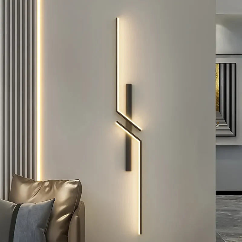 LED Wall Sconce Linear Geometric Accent Light 24-40 in Black Warm Cool Neutral for Bedroom Hallway Contemporary Interior Lighting | Thomler
