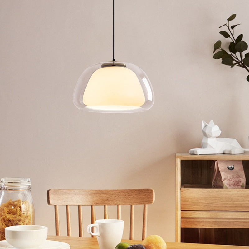 Translucent Globe Hanging Light Fixture Glass Dome Ceiling Lamp for Kitchen Island Dining Room Bedroom Modern | Thomler