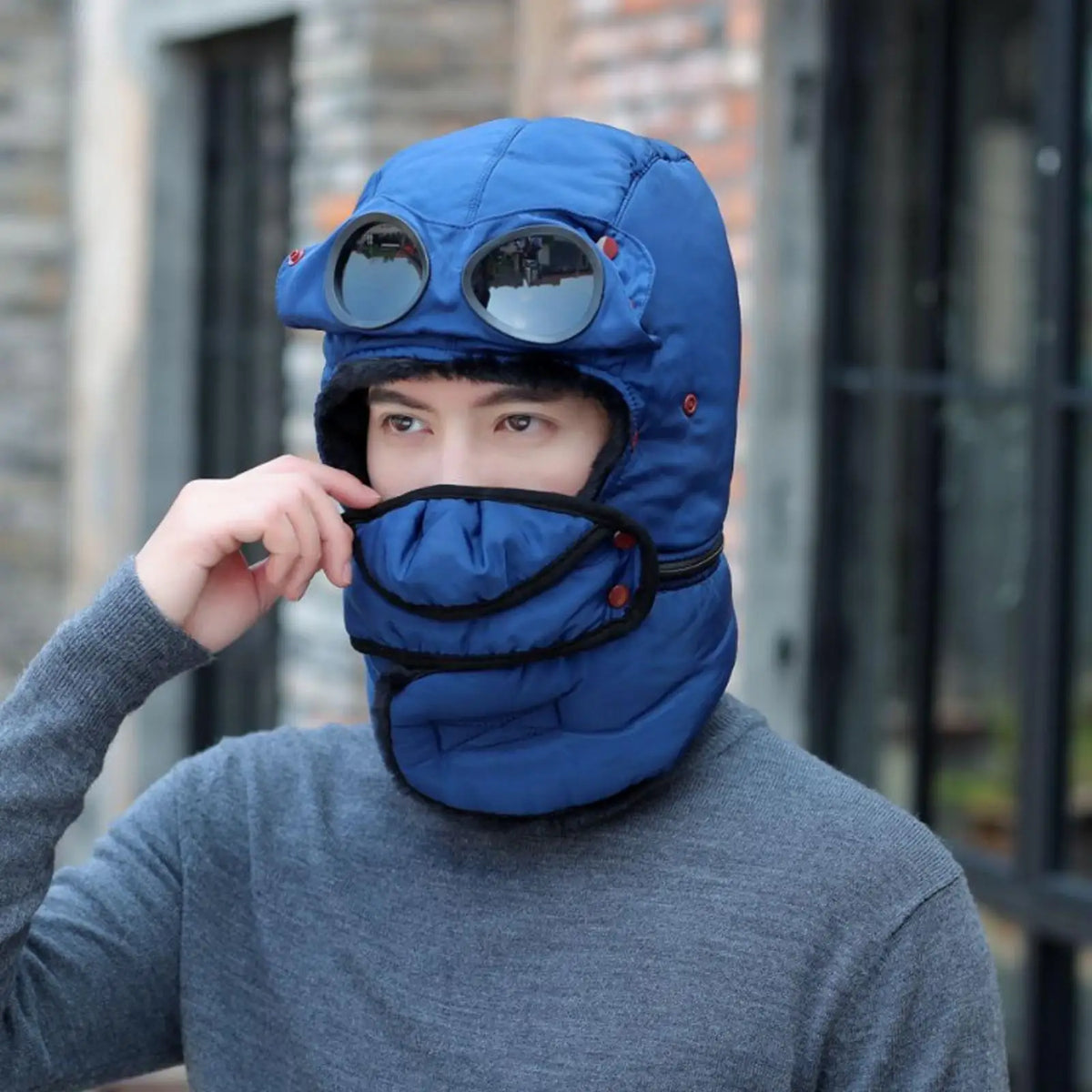 Insulated Winter Beanie with Integrated Face Shield for Cold Weather Protection | Thomler