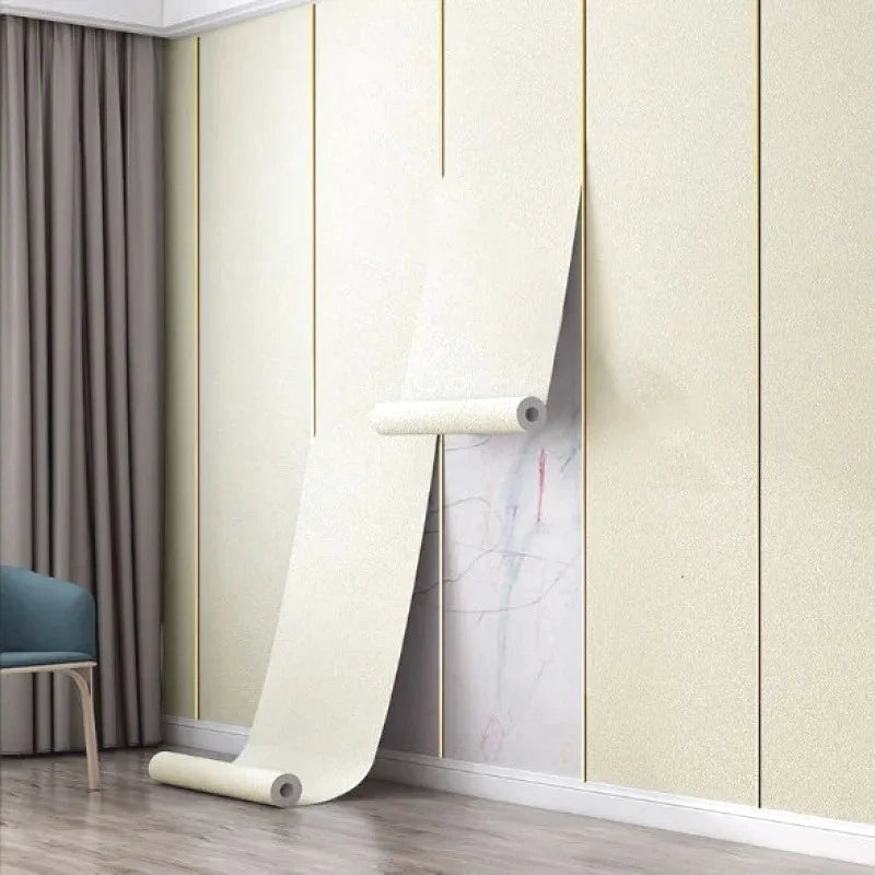 Wallpaper Linen Texture 50.0 cm Peel Stick 3D Wall Panel Living Room Bedroom Moisture Resistant Self Adhesive Covering | Thomler