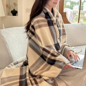 Faux Cashmere Plaid Throw Blanket – Thick Plush Portable Cover for Couch, Bed, Travel & Winter Warmth | Thomler