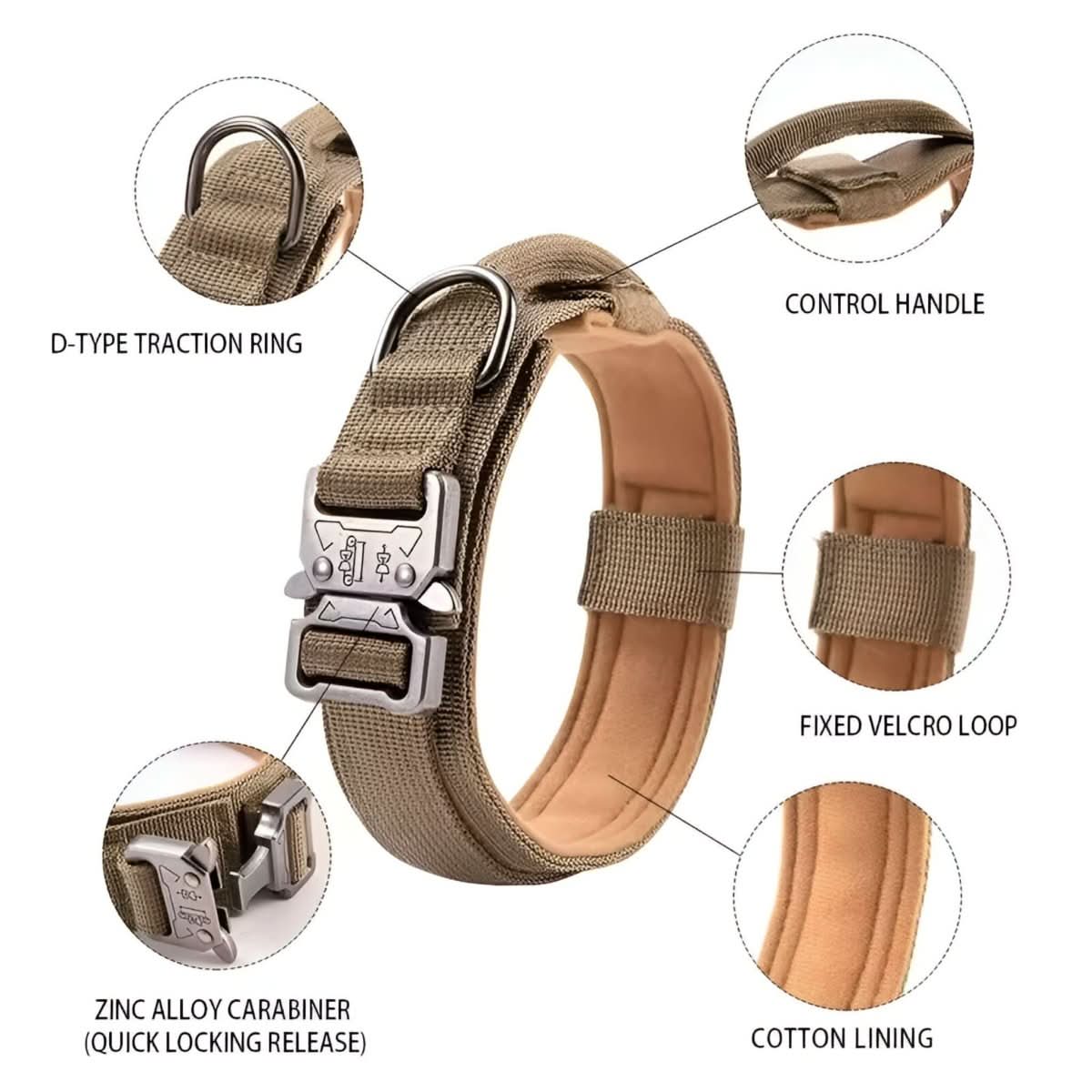 Padded Tactical Dog Collar with Handle – Adjustable Heavy-Duty Nylon for Training, Walks & Active Dogs | Thomler
