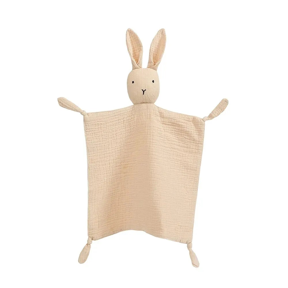 Infant Security Blanket with Stuffed Animal Head – Soft Cotton Muslin Lovey for Newborns & Toddlers – Soothing Sleep Companion Toy | Thomler