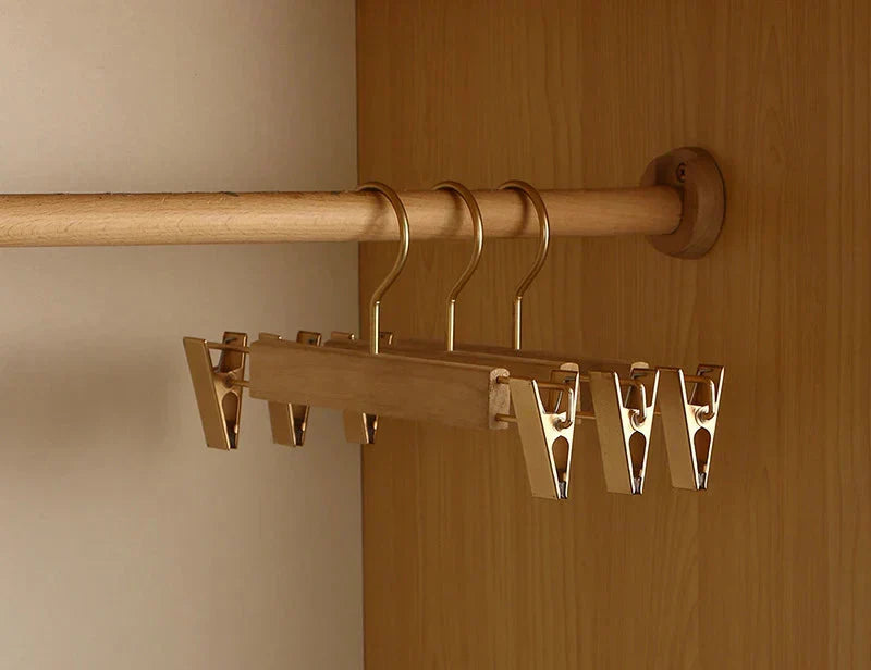 Clothes Hangers Wooden 4.0 cm (1.6") Wide Shoulder Suit Coat Wardrobe Storage Non Slip Trouser Bar Organiser Set Of 2 | Thomler
