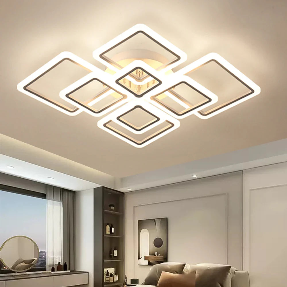 Ceiling Light Aluminium LED 128.0 cm White Dimmable Living Room Bedroom Modern Square Flush Mount Fixture | Thomler
