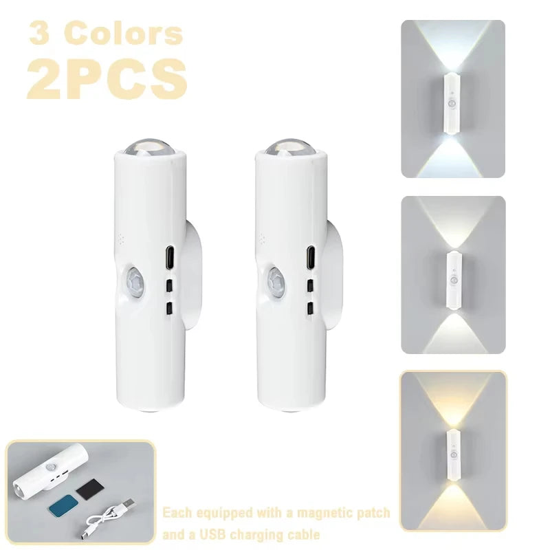 Rechargeable Dual-Head Motion Sensor RGB Spotlight Night Light for Closets Cabinets Hallways Bedrooms | Thomler